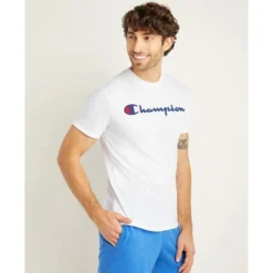 CHAMPION Men's Powerblend Short-Sleeve Graphic Tee -Default Template 3 2078592 101 alt3