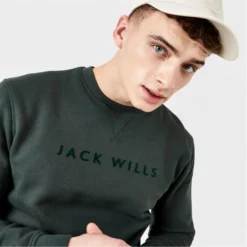 JACK WILLS Men's Rainford Flocked Graphic Crew Neck Sweatshirt -Default Template 3 2081087 308 alt2