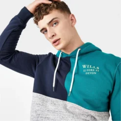 JACK WILLS Men's Crewe Cut And Sew Panel Hoodie -Default Template 3 2081099 408 alt2