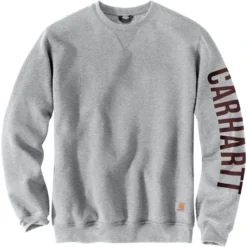 CARHARTT Men's Loose Fit Crewneck Logo Sleeve Graphic Sweatshirt