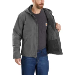 CARHARTT Men's 104392 Relaxed Fit Washed Duck Sherpa-Lined Jacket, Extended Sizes -Default Template 3 2089866 048 alt3