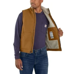 CARHARTT Men's 104981 Flame Resistant Relaxed Fit Duck Sherpa-Lined Mock Neck Vest, Extended Sizes -Default Template 3 2089899 246 alt3