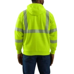 CARHARTT Men's 104988 High-Visibility Rain Defender Loose Fit Midweight Thermal-Lined Full-Zip Class 3 Sweatshirt, Extended Sizes -Default Template 3 2089907 335 alt2