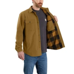 CARHARTT Men's 105419 Rugged Flex Relaxed Fit Canvas Fleece-Lined Shirt Jacket, Extended Sizes -Default Template 3 2089938 273 alt3